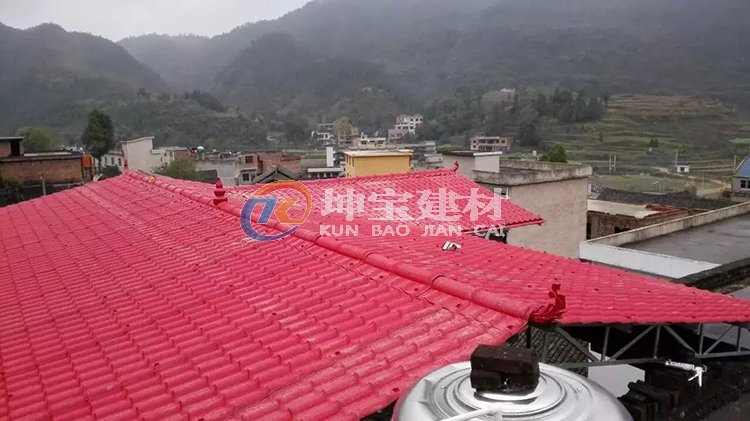 合成樹(shù)脂瓦搭建的樓頂大棚